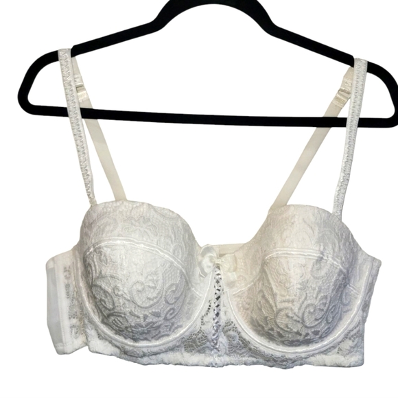 40D ADORE ME Longline White Lace Wired Balconette Bra - Picture 6 of 8